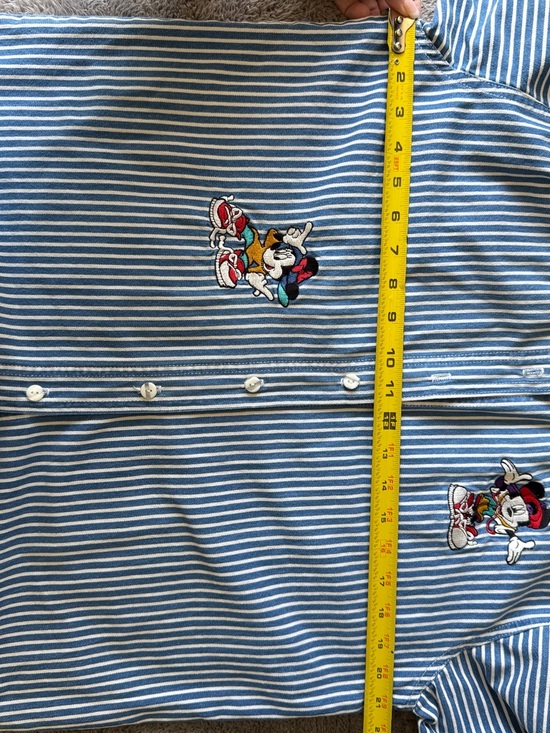 Vintage Disney Mickey Unlimited Striped Shirt Embroidered Button Up size s - Picture 7 of 9
